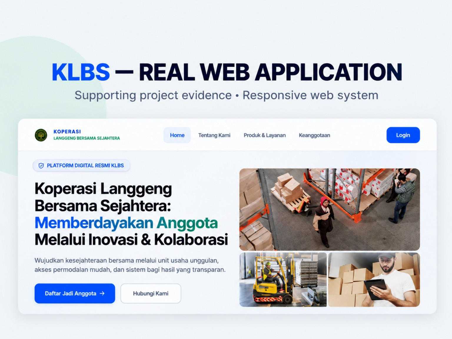 Tampilan landing page KLBS.